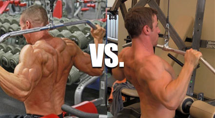 behind the neck pulldown vs in front